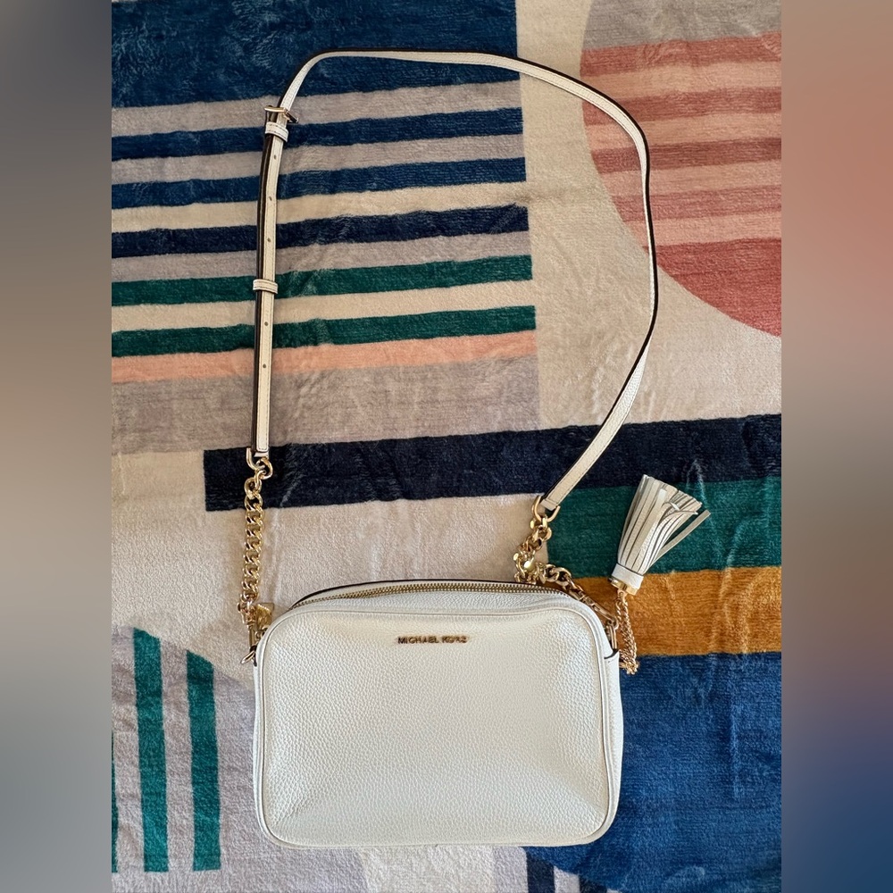 Michael Kors White Crossbody Bag with Gold Accents